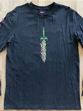 Cool Shirtz Very Cool Unisex Flaming Sword & Skull Long Sleeve Shirt size Medium